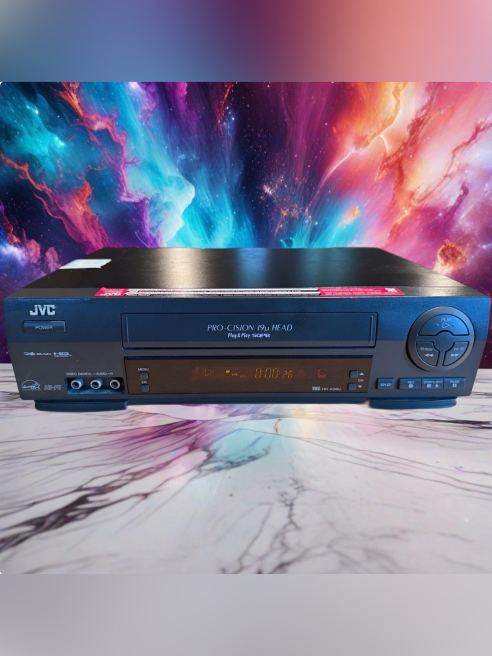 JVC Pro-cision 19u Head Plug & Play VCR VHS HR-A56U 4 Head SQPB Tested-Works!!